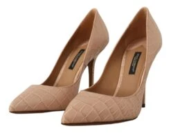 Dolce & Gabbana Beige Leather Bellucci Heels Pumps Women's Shoes -Lux Lair Store 1987235