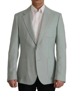 Dolce & Gabbana Light Green Cashmere Silk Men's Blazer