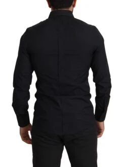Dolce & Gabbana Black Cotton GOLD Slim Fit Dress Men's Shirt -Lux Lair Store 2484479