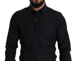 Dolce & Gabbana Black Cotton GOLD Slim Fit Dress Men's Shirt -Lux Lair Store 2484517