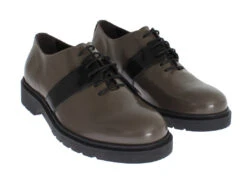 AI_ Gray Brown Leather Laceups Women's Shoes -Lux Lair Store 268006