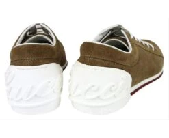 Gucci Women's Brown Leather / Suede Trainer With Script Logo Sneaker 281017 CBB00 2309 12 Gucci Women's Brown Leather / Suede Trainer With Script Logo Sneaker 281017 CBB00 2309 -Lux Lair Store 281017 cbb00 2309 34.5 5