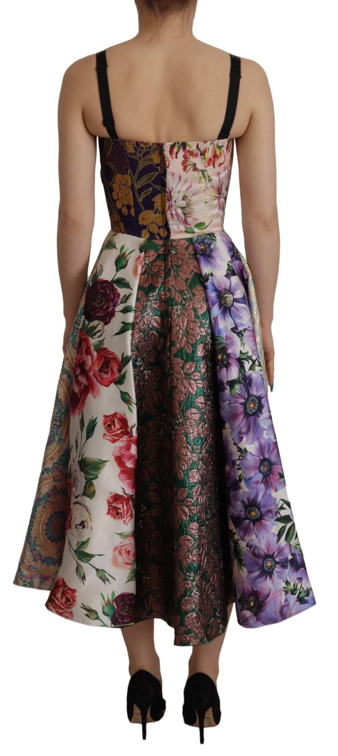 Dolce & Gabbana Dress Midi Patchwork Floral Jaquard Women's Silk 4 Dolce & Gabbana Dress Midi Patchwork Floral Jaquard Women's Silk - Image 2
