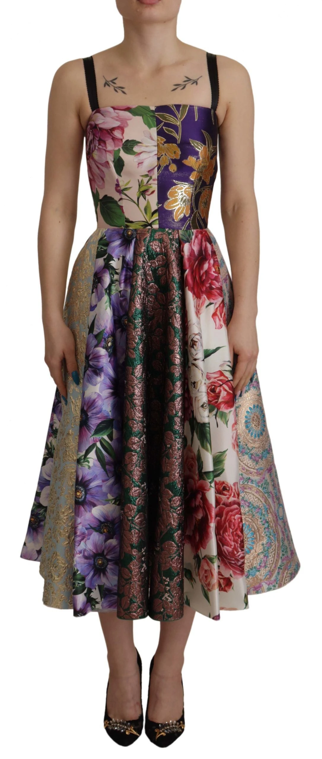 Dolce & Gabbana Dress Midi Patchwork Floral Jaquard Women's Silk 3 Dolce & Gabbana Dress Midi Patchwork Floral Jaquard Women's Silk