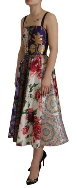 Dolce & Gabbana Dress Midi Patchwork Floral Jaquard Women's Silk 10 Dolce & Gabbana Dress Midi Patchwork Floral Jaquard Women's Silk -Lux Lair Store 2848485