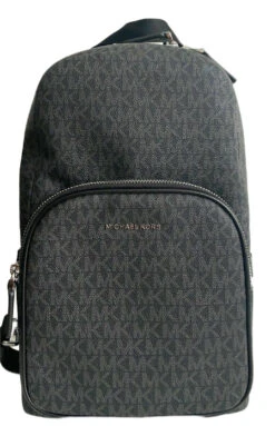 Michael Kors Men's Cooper MK Signature PVC Commuter Slingpack Backpack -Lux Lair Store 294325874889blackmksv1