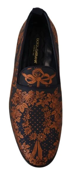 Dolce & Gabbana Blue Rust Floral Slippers Loafers Men's Shoes -Lux Lair Store 2985706