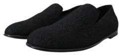 Dolce & Gabbana Black Floral Jacquard Slippers Loafers Men's Shoes -Lux Lair Store 2985717