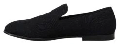 Dolce & Gabbana Black Floral Jacquard Slippers Loafers Men's Shoes -Lux Lair Store 2985719