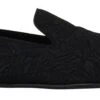 Dolce & Gabbana Black Floral Jacquard Slippers Loafers Men's Shoes 1 Dolce & Gabbana Black Floral Jacquard Slippers Loafers Men's Shoes -Lux Lair Store 2985720