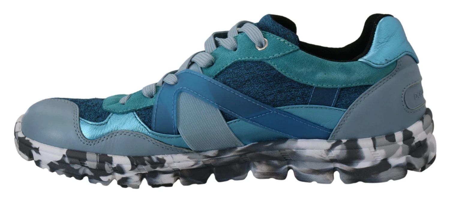 Dolce & Gabbana Blue Gray Leather Sport Low Top Men's Sneakers 8 Dolce & Gabbana Blue Gray Leather Sport Low Top Men's Sneakers - Image 6