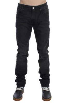 Acht Sleek Gray Slim Fit Italian Mens Men's Jeans