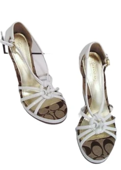 Coach Joslin White Metallic Wedge Sandals