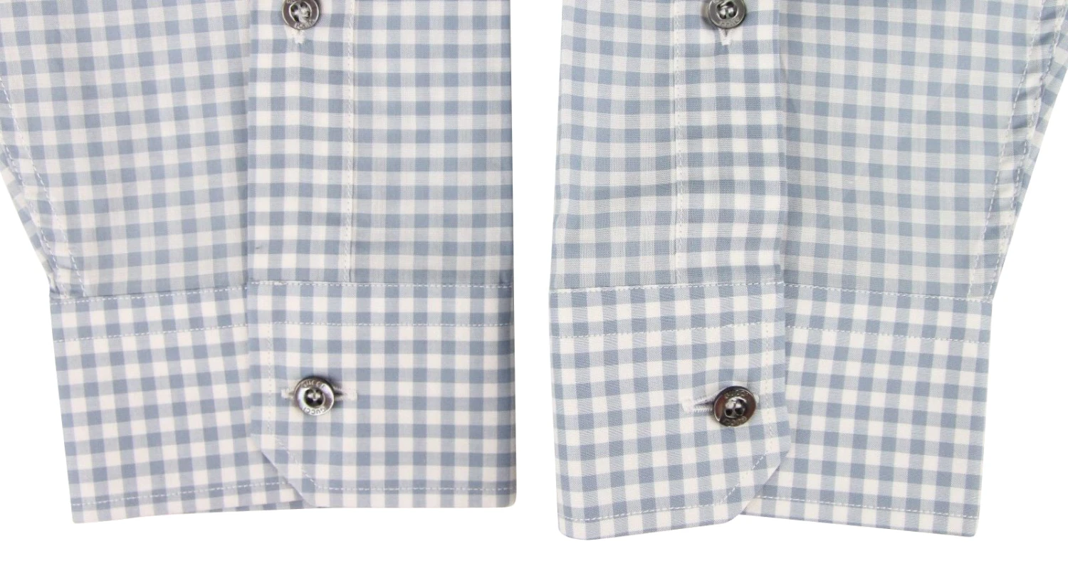 Gucci Men's Blue Topaz / White Cotton Vichy Checkered Slim Shirt 10 Gucci Men's Blue Topaz / White Cotton Vichy Checkered Slim Shirt - Image 8