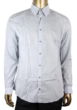 Gucci Men's Blue Topaz / White Cotton Vichy Checkered Slim Shirt 26 Gucci Men's Blue Topaz / White Cotton Vichy Checkered Slim Shirt -Lux Lair Store 307648 z3640 4285 17 1