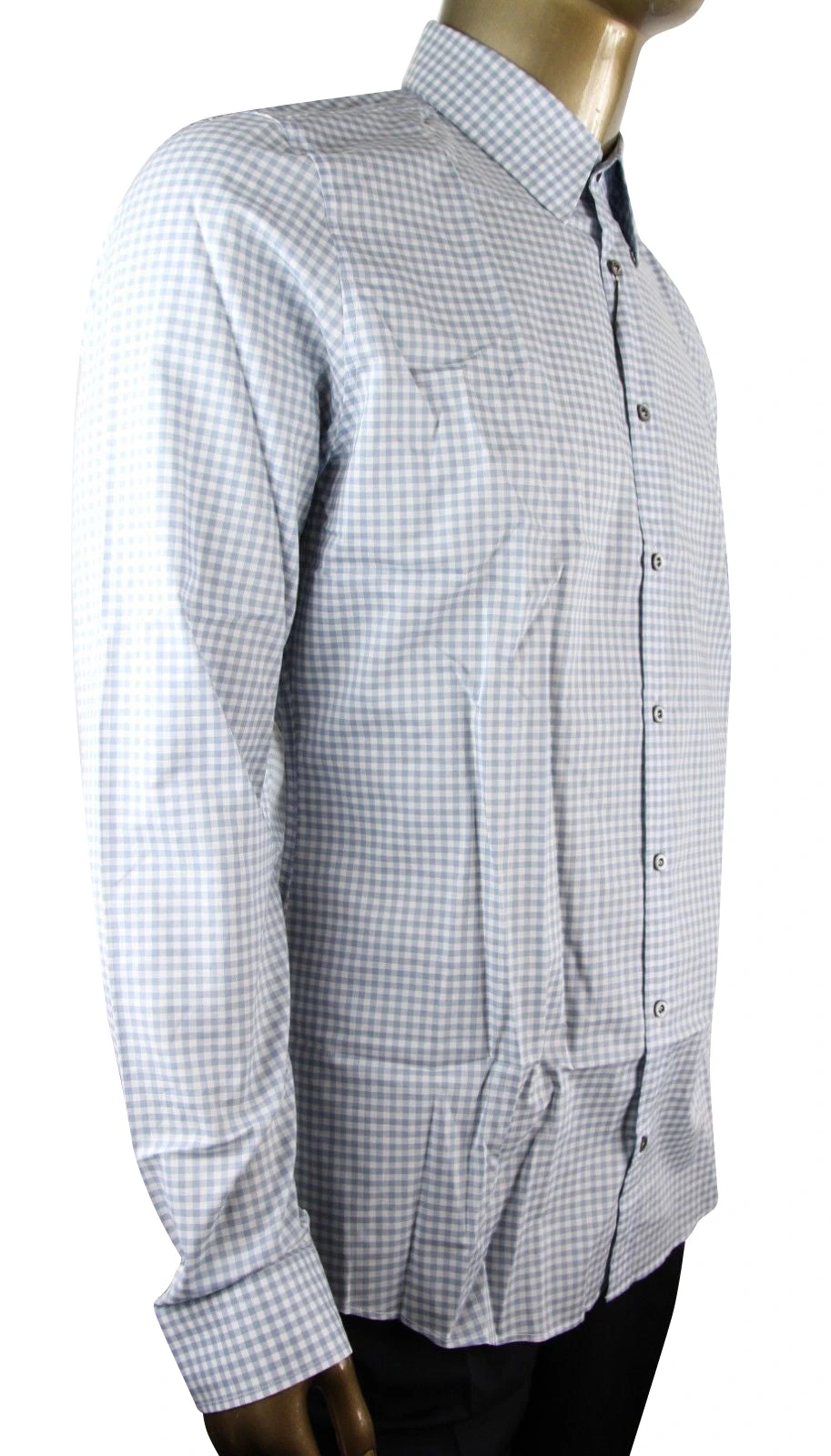 Gucci Men's Blue Topaz / White Cotton Vichy Checkered Slim Shirt 12 Gucci Men's Blue Topaz / White Cotton Vichy Checkered Slim Shirt - Image 10