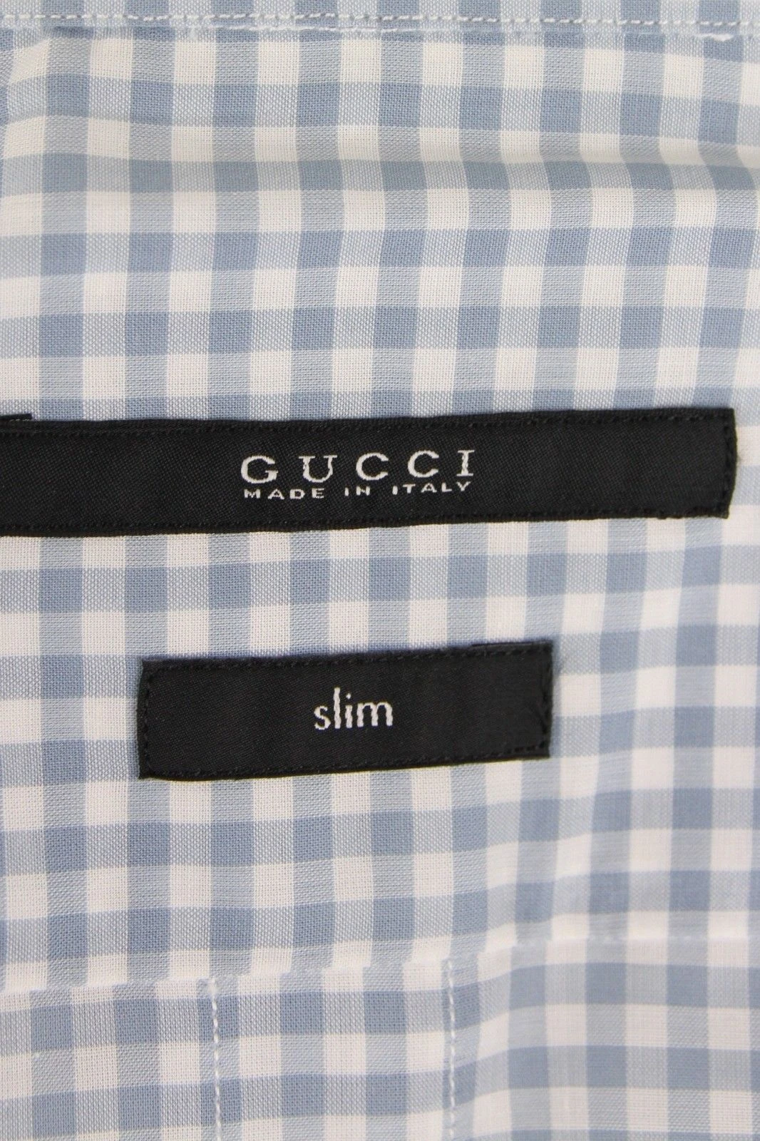 Gucci Men's Blue Topaz / White Cotton Vichy Checkered Slim Shirt 15 Gucci Men's Blue Topaz / White Cotton Vichy Checkered Slim Shirt - Image 13