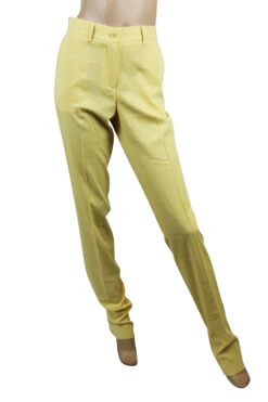 Bottega Veneta Women's Belt Line Yellow Virgin Wool Dress Pant -Lux Lair Store 307683 9441 44 1