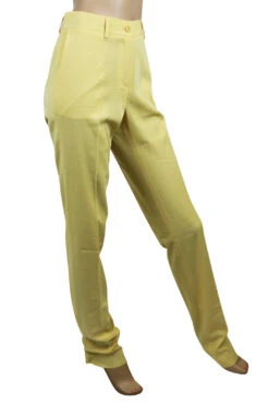 Bottega Veneta Women's Belt Line Yellow Virgin Wool Dress Pant -Lux Lair Store 307683 9441 44 2