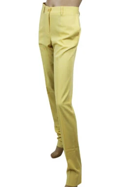 Bottega Veneta Women's Belt Line Yellow Virgin Wool Dress Pant -Lux Lair Store 307683 9441 44 3
