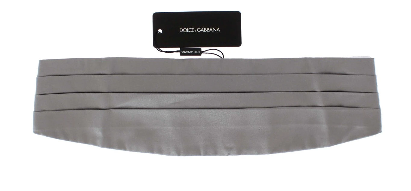 Dolce & Gabbana Silver Wide Belt Silk Men's Cummerbund 3 Dolce & Gabbana Silver Wide Belt Silk Men's Cummerbund