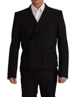 Dolce & Gabbana Black Double Breasted Coat Blazer Men's Jacket