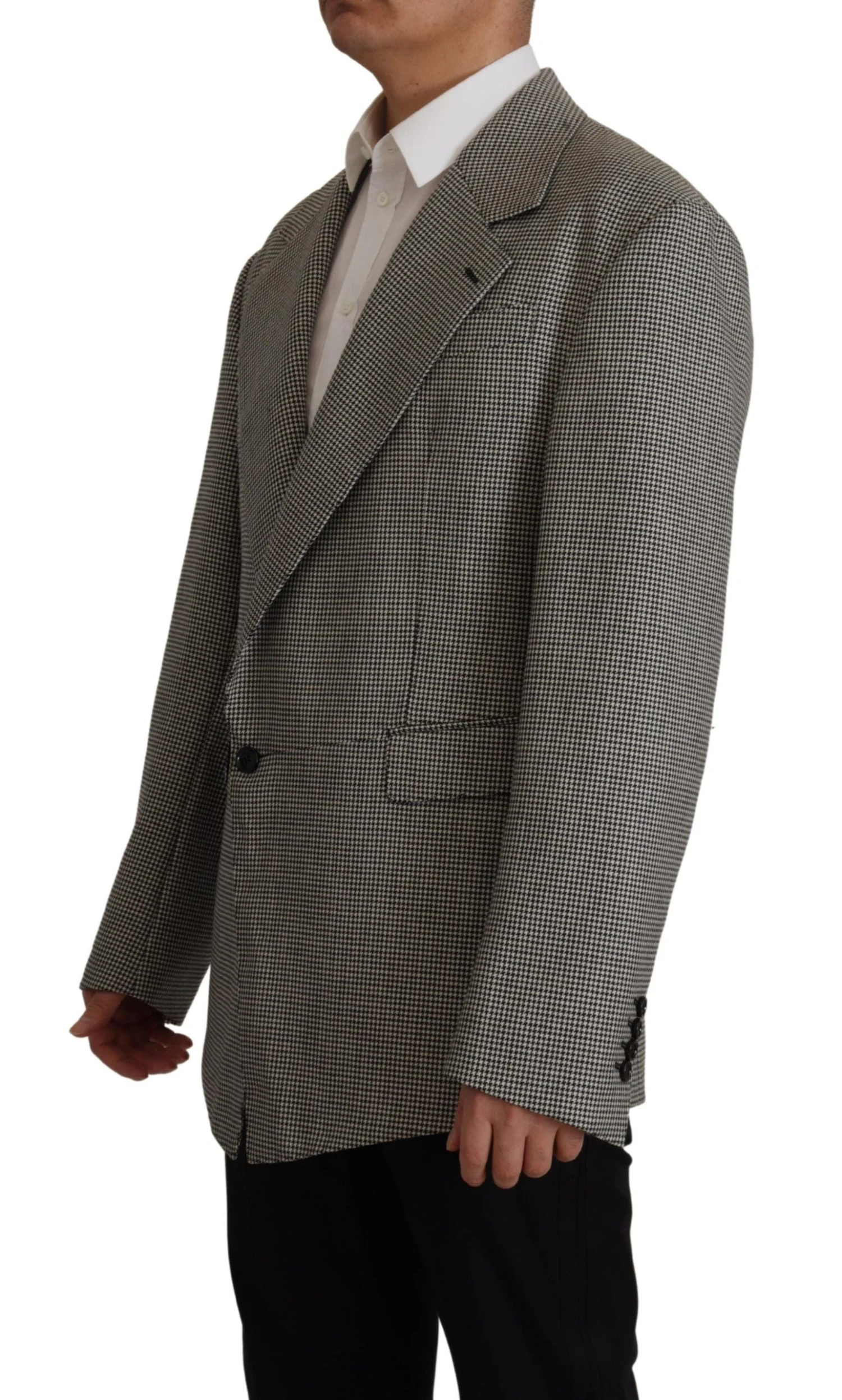 Dolce & Gabbana Gray Checkered Single Breasted Jacket Men's Blazer 4 Dolce & Gabbana Gray Checkered Single Breasted Jacket Men's Blazer - Image 2