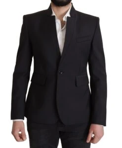 Dolce & Gabbana Black Wool Single Breasted Coat Men Men's Blazer