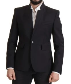 Dolce & Gabbana Black Wool Single Breasted Coat Men Men's Blazer -Lux Lair Store 3111018