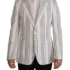 Dolce & Gabbana White Stripes Cotton Single Breasted Men's Blazer -Lux Lair Store 3113281