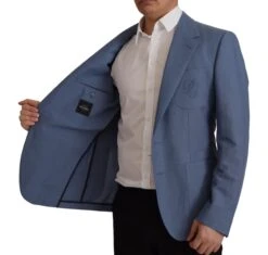 Dolce & Gabbana Blue Single Breasted Logo Blazer Men's Jacket -Lux Lair Store 3115842