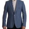 Dolce & Gabbana Blue Single Breasted Logo Blazer Men's Jacket 2 Dolce & Gabbana Blue Single Breasted Logo Blazer Men's Jacket -Lux Lair Store 3115986
