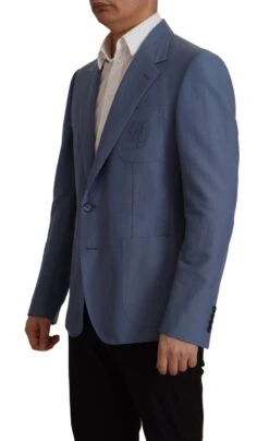Dolce & Gabbana Blue Single Breasted Logo Blazer Men's Jacket -Lux Lair Store 3115997