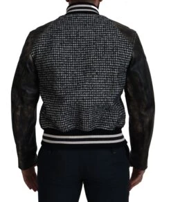 Dolce & Gabbana Black Houndstooth Polyester Bomber Men's Jacket -Lux Lair Store 3120464