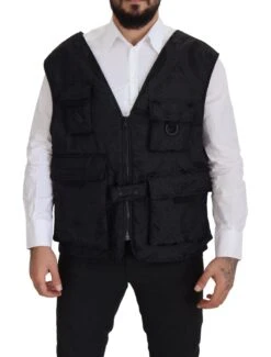 Dolce & Gabbana Black Nylon Full Zip Sleeveless Men's Jacket