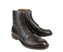 Gucci Men's Leather Ostrich Lace Up Ankle Boots -Lux Lair Store 322508 2140 9 4