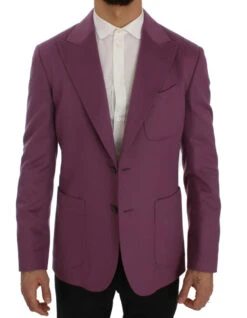 Dolce & Gabbana Purple Cashmere Slim Fit Blazer Men's Jacket