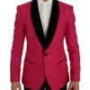 Dolce & Gabbana Pink Floral Brocade Slim Blazer Men's Jacket