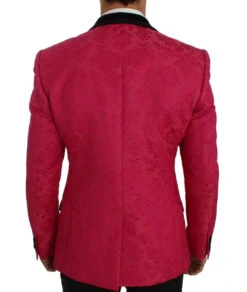 Dolce & Gabbana Pink Floral Brocade Slim Blazer Men's Jacket -Lux Lair Store 327796