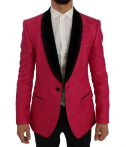 Dolce & Gabbana Pink Floral Brocade Slim Blazer Men's Jacket -Lux Lair Store 327798