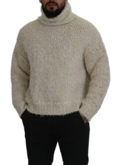 Dolce & Gabbana Cream Wool Knit Turtleneck Pullover Men's Sweater -Lux Lair Store 3533564