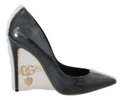 Dolce & Gabbana Black Leather Heels Pumps Plastic Wrapped Women's Shoes