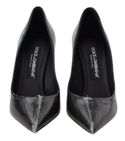 Dolce & Gabbana Black Leather Heels Pumps Plastic Wrapped Women's Shoes -Lux Lair Store 3582371
