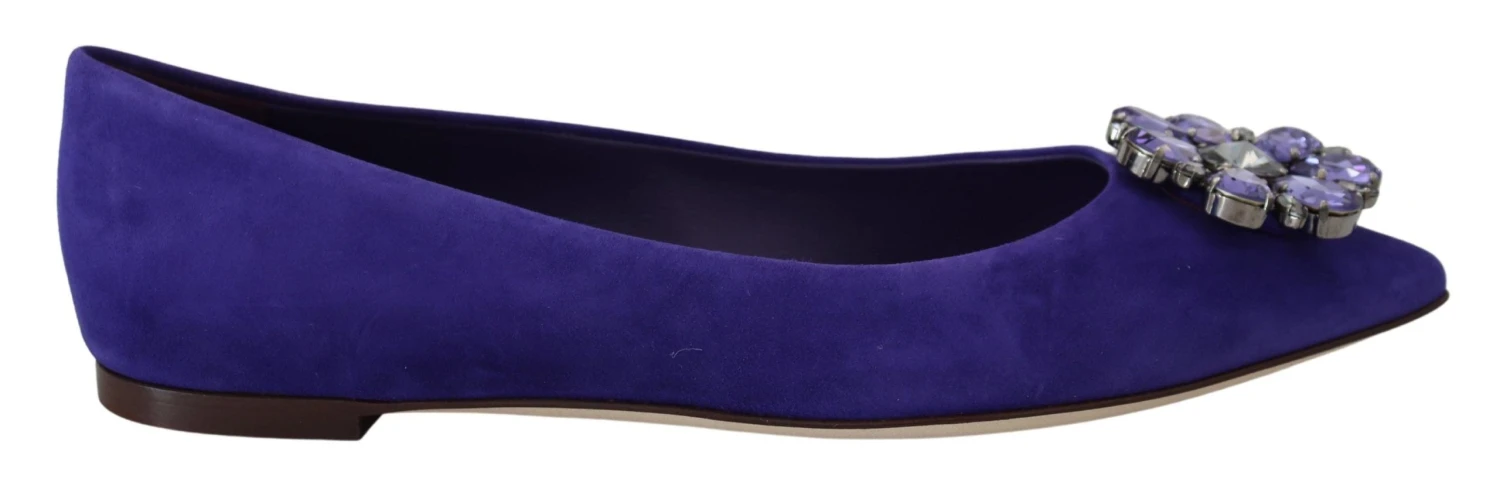 Dolce & Gabbana Purple Suede Crystals Loafers Flats Women's Shoes 3 Dolce & Gabbana Purple Suede Crystals Loafers Flats Women's Shoes