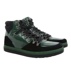 Gucci Contrast Combo High Top Dark Green Suede Leather Sneaker 368496 1077 -Lux Lair Store 368496 1077 7.5g 4