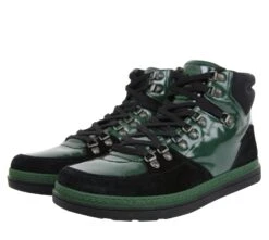 Gucci Contrast Combo High Top Dark Green Suede Leather Sneaker 368496 1077 -Lux Lair Store 368496 1077 9g 2
