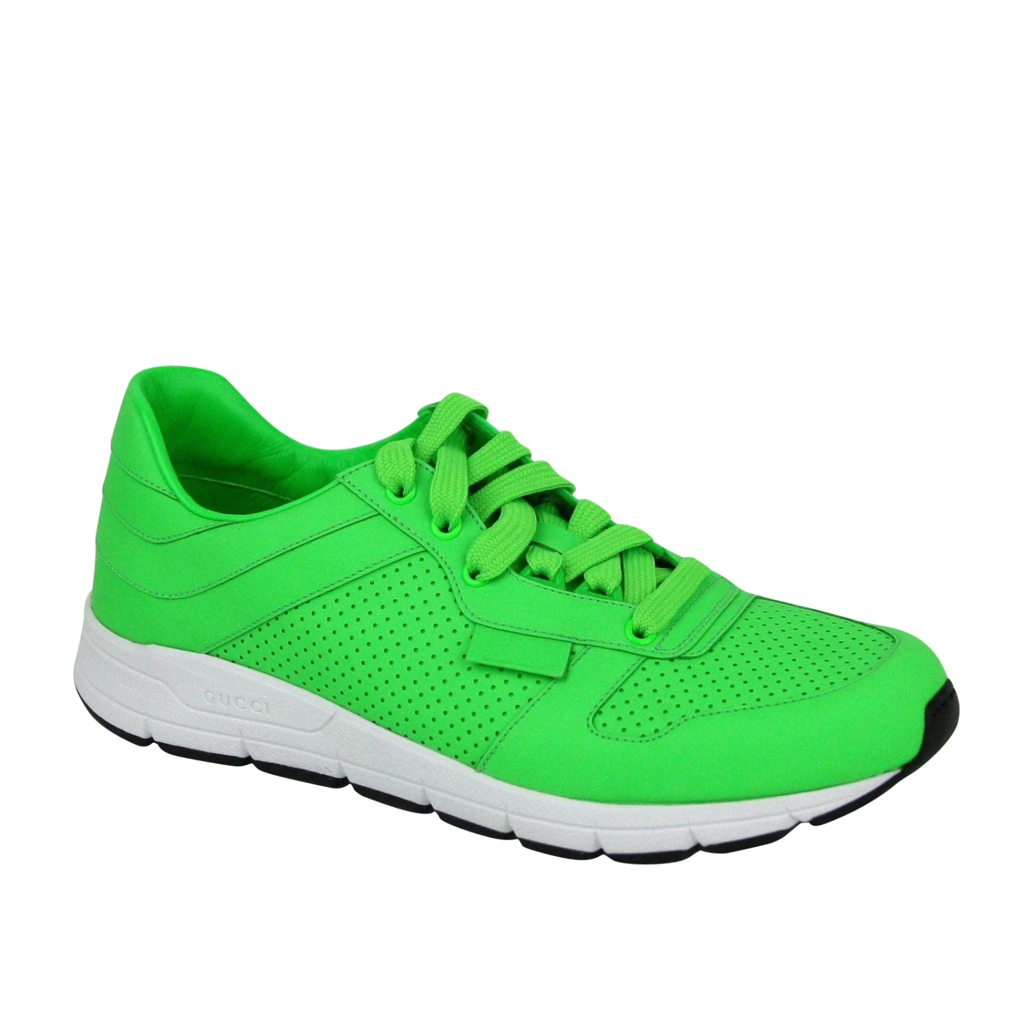 Gucci Men's Running Neon Green Leather Lace Up Sneakers 12 Gucci Men's Running Neon Green Leather Lace Up Sneakers - Image 10