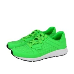 Gucci Men's Running Neon Green Leather Lace Up Sneakers 33 Gucci Men's Running Neon Green Leather Lace Up Sneakers -Lux Lair Store 369088 3707 8g 2