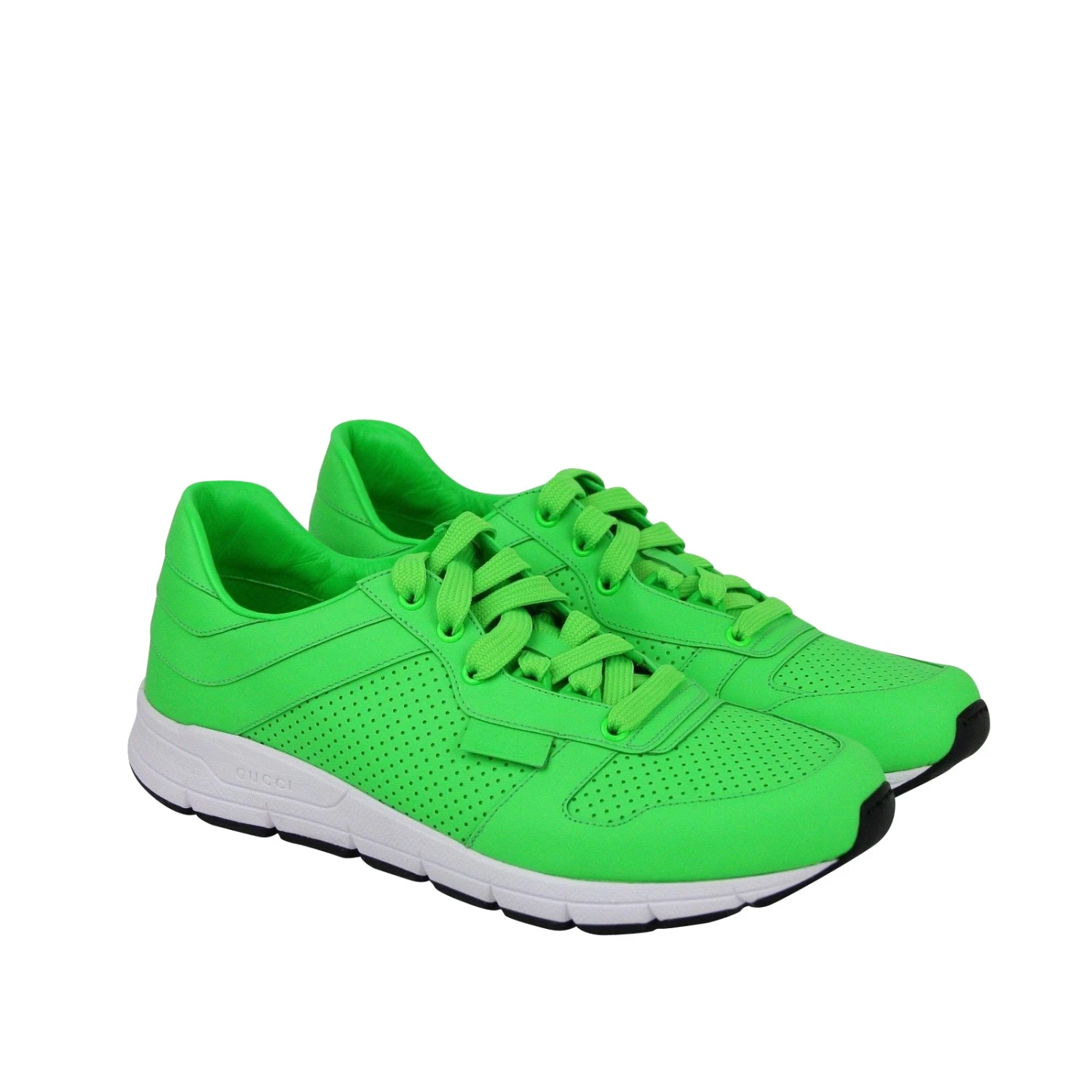 Gucci Men's Running Neon Green Leather Lace Up Sneakers 18 Gucci Men's Running Neon Green Leather Lace Up Sneakers - Image 16