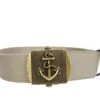 Gucci Men's Military Beige Fabric Belt Anchor Brass Buckle 375191 1523